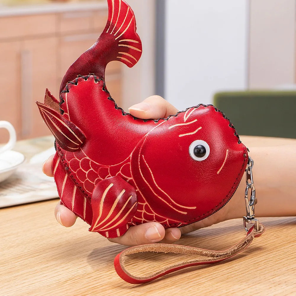 Genuine Leather Cute Coin Purses Handmade Animal Mini Cases