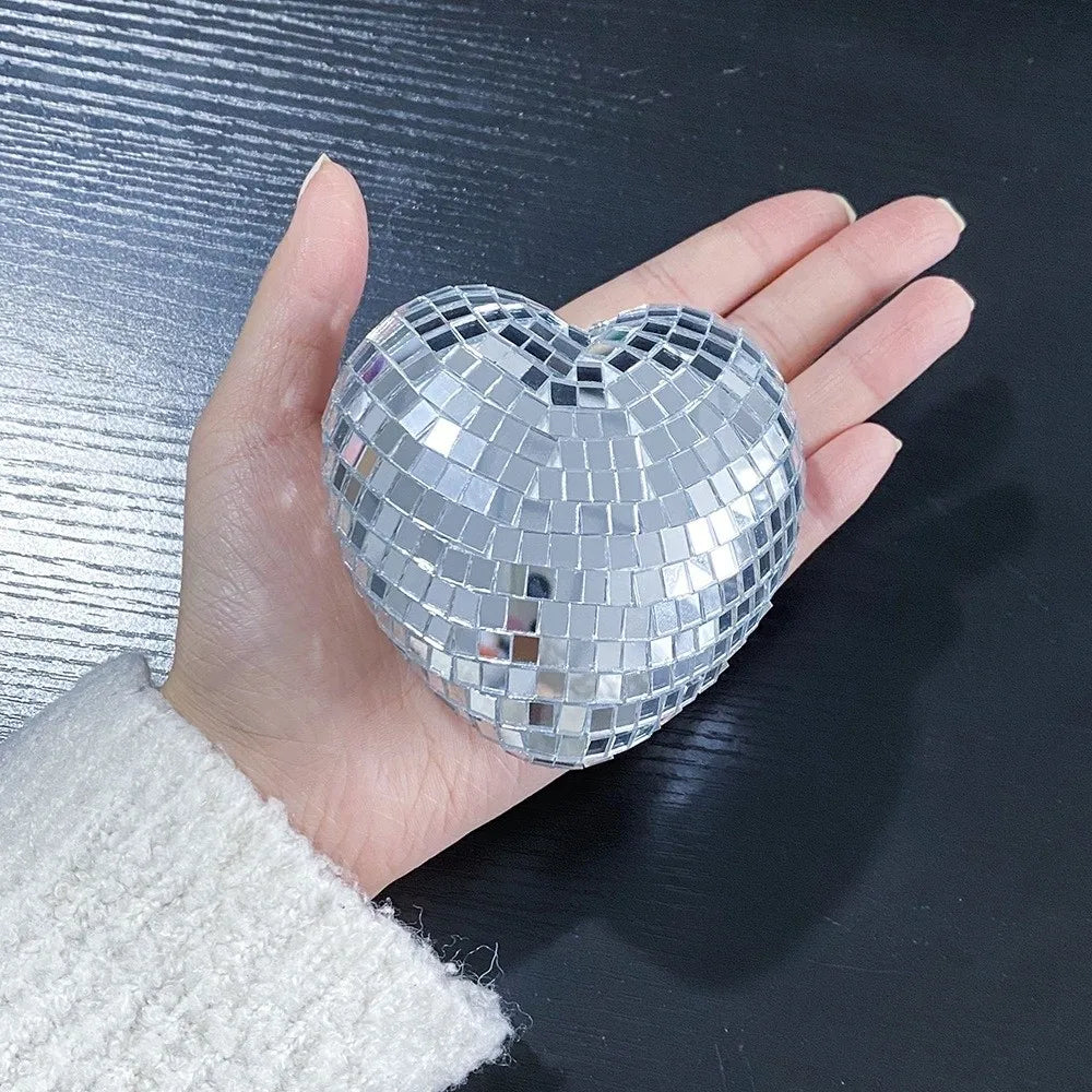 Heart-Shaped Disco Mirror Ball Decorations