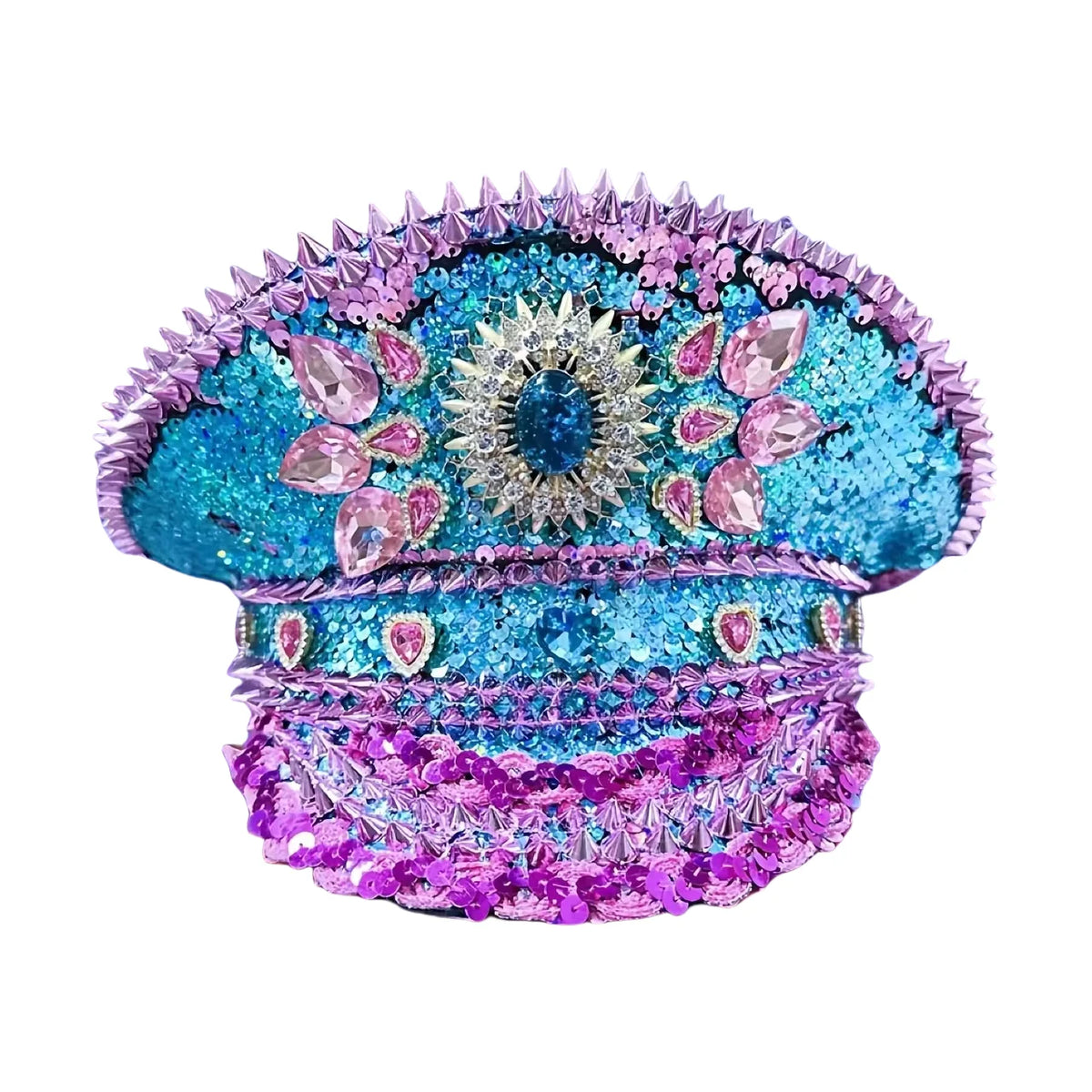 Spectacular Festival Rhinestone Captain Hat Military Cap