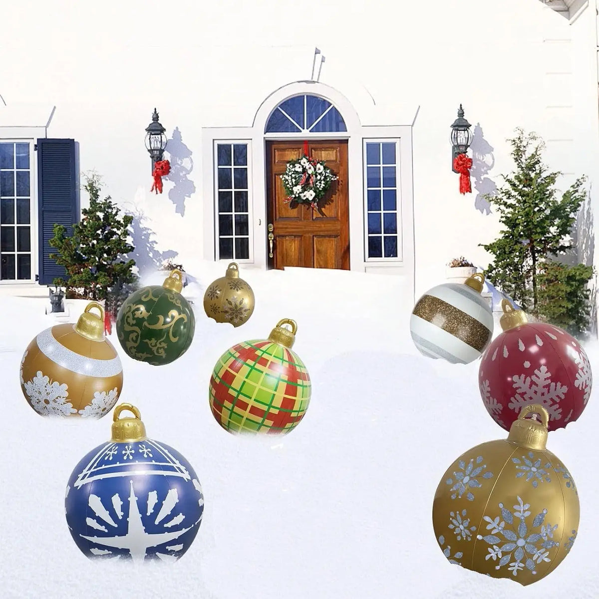 60cm Outdoor Christmas Inflatable Baubles PVC Giant Xmas Balls Decorations Toy Ball
