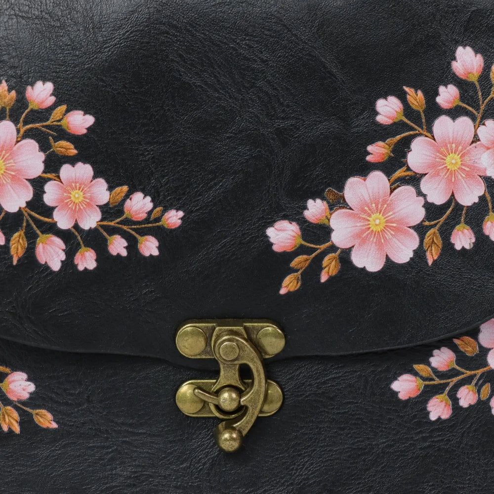 Spring Cherry Blossom Faux Leather Belt Bag Medieval Cosplay