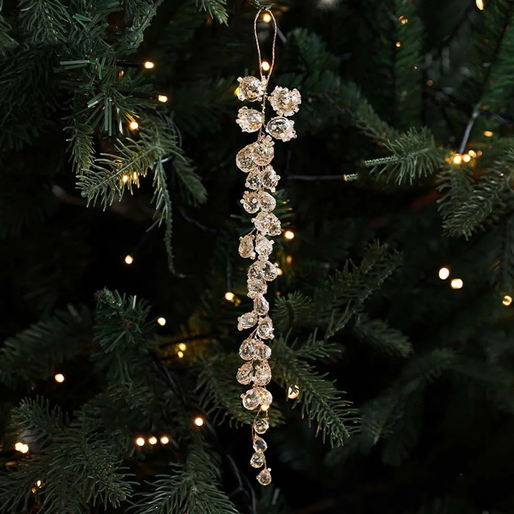 Christmas Icicle Flowers Grapes Glitter Christmas Branches Handmade Acrylic Xmas Tree Ornaments