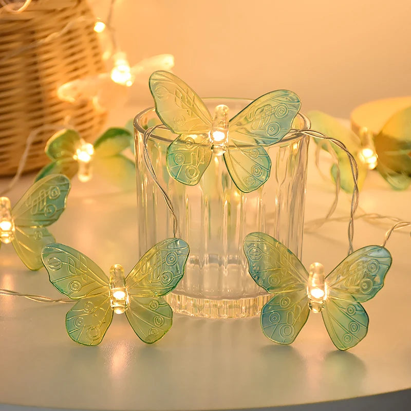 1.5M 10LED Butterfly Lights String Battery Outdoor Fairy Night Lamp Garland Party Decoration