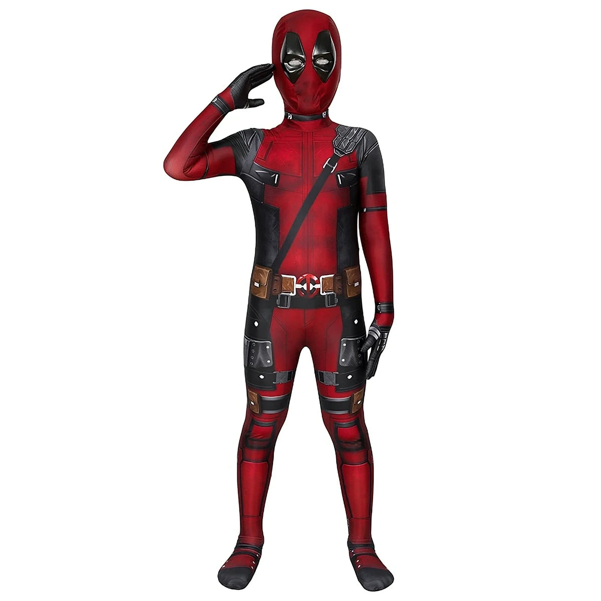 Deadpool Costume Kids Superhero Child Cosplay Halloween Costume Swords Kids Jumpsuit