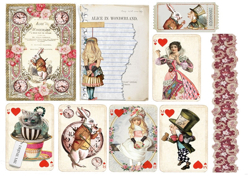 Vintage Alice In Wonderland Theme Scrapbooking Stickers