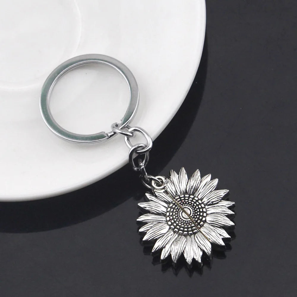 You Are My Sunshine Keyring Open Locket Sunflower Pendant