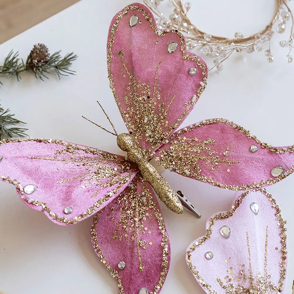 Large Glitter Butterflies Christmas Tree Decorations 25*21cm