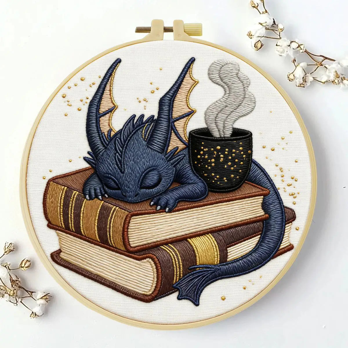 Library Dragon 20X20CM/15X15CM DIY Embroidery Kit for Beginners