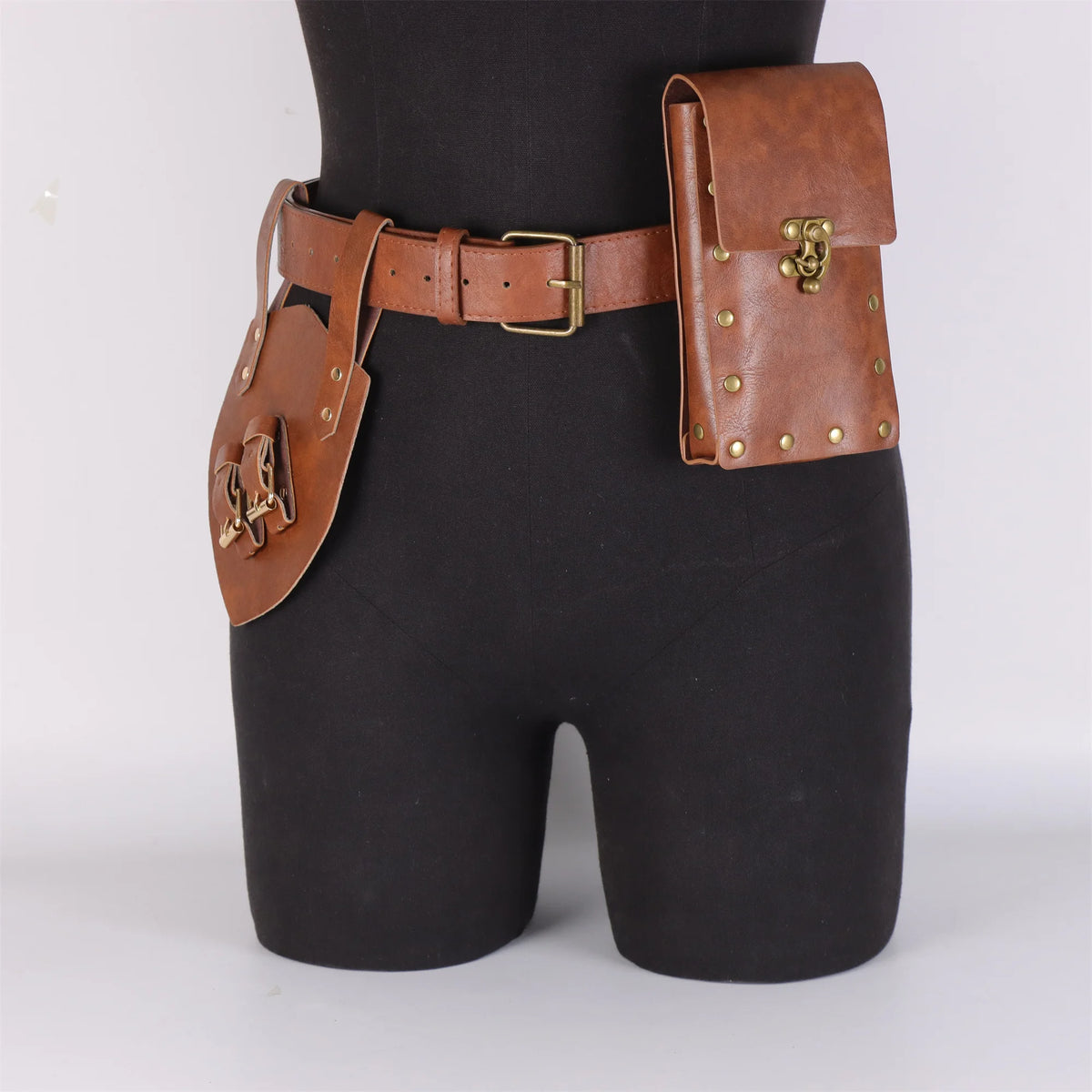 Medieval Leather Belt Copper Coin Scabbard Waist Bag Renaissance Cosplay