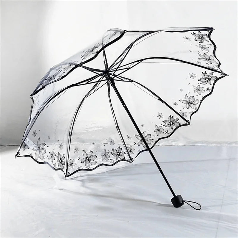 Forest Silhouette Transparent Umbrella PVC Umbrella