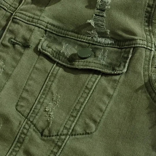 Woodsman Ripped Denim Vests Jackets