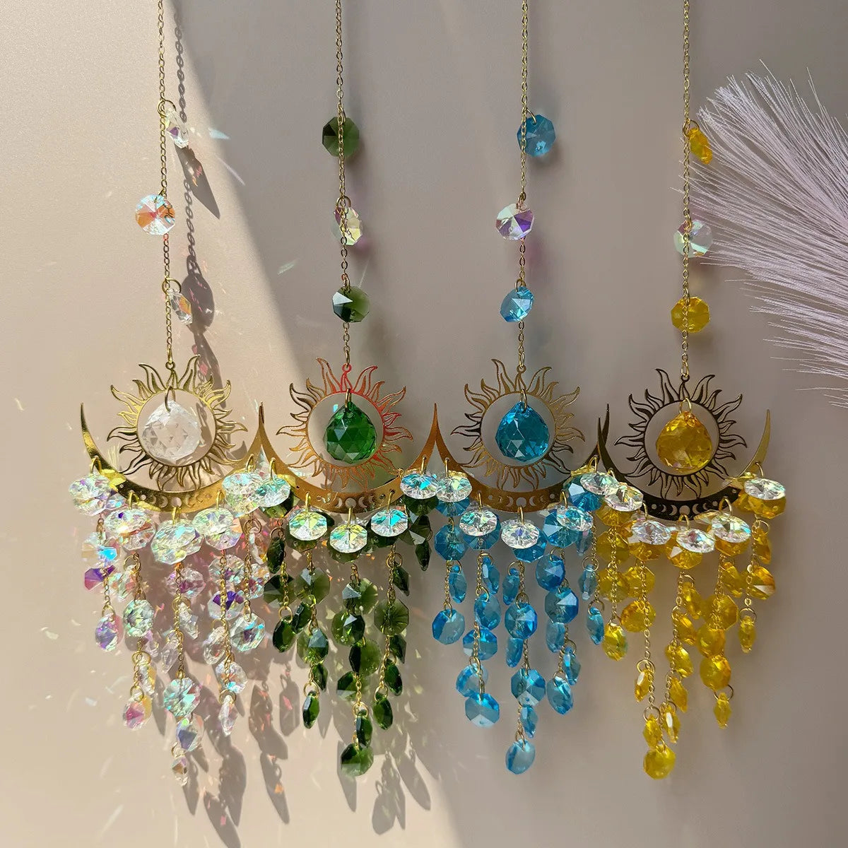 Flaming Sun Crystal Sun Catcher Hanging Decor