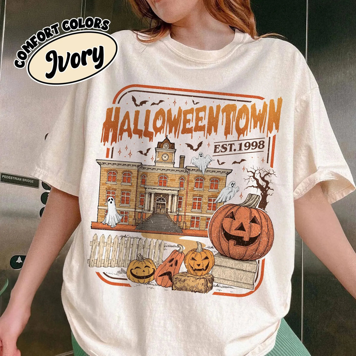 Vintage Halloweentown University Est 1998 Pumpkin T-Shirt Unisex Cotton Tee