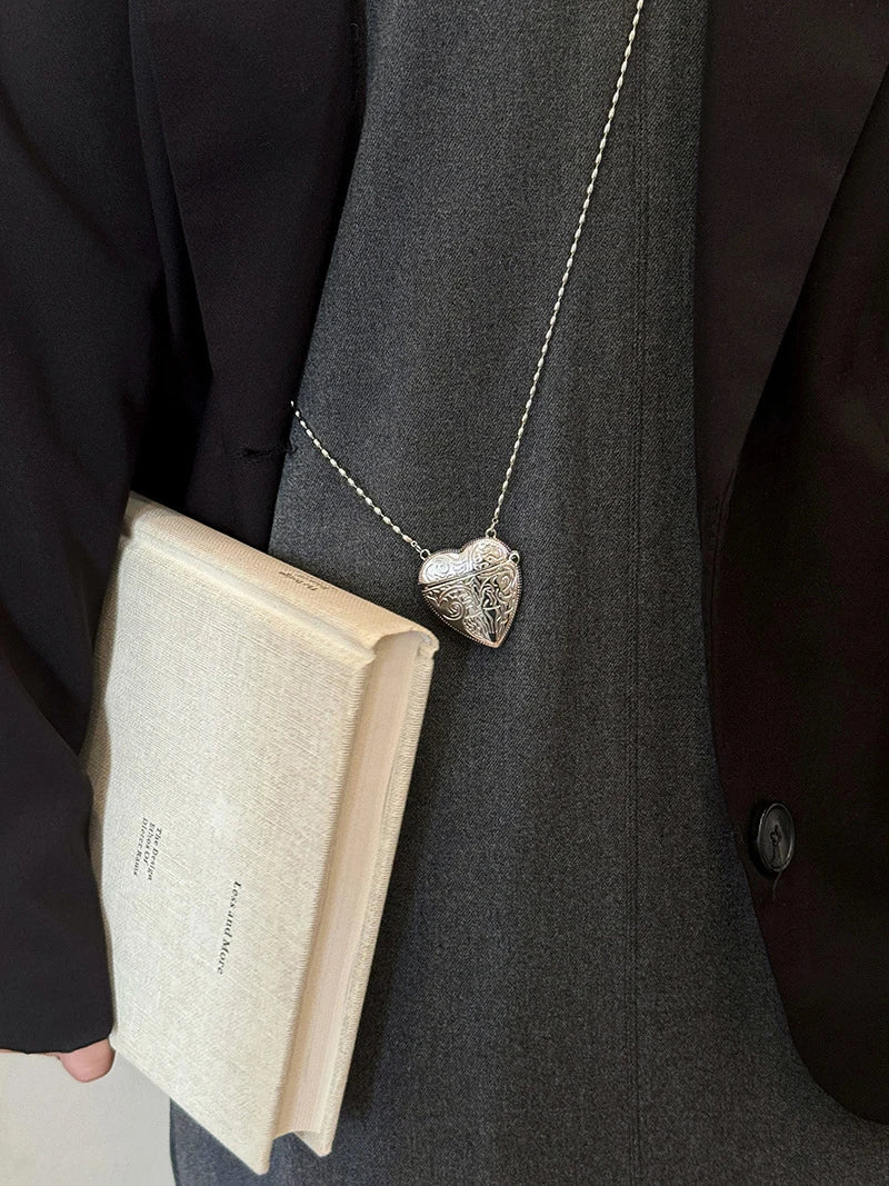 Heart Shape Mini Bag Pendant Necklace Long Crossbody Sweater Chain