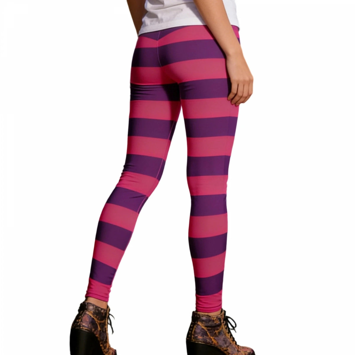 Cheshire Cat Pink and Purple Stripe Leggings