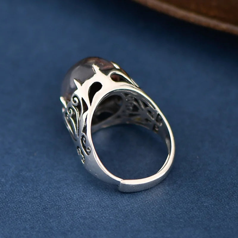 The Seeker of The Lost S925 Sterling Silver Ring Natural Ghost Crystal
