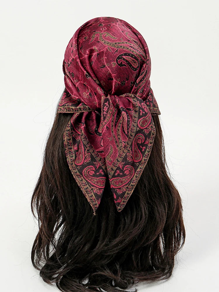 Paisley Print Scarf Square Bandana Neckerchief Hair Ribbon Headband Hair Accessories