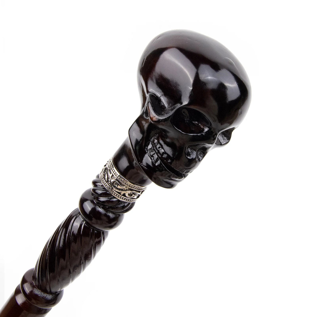 Black Skull Wooden Walking Stick Cosplay Sceptre Cane 93cm