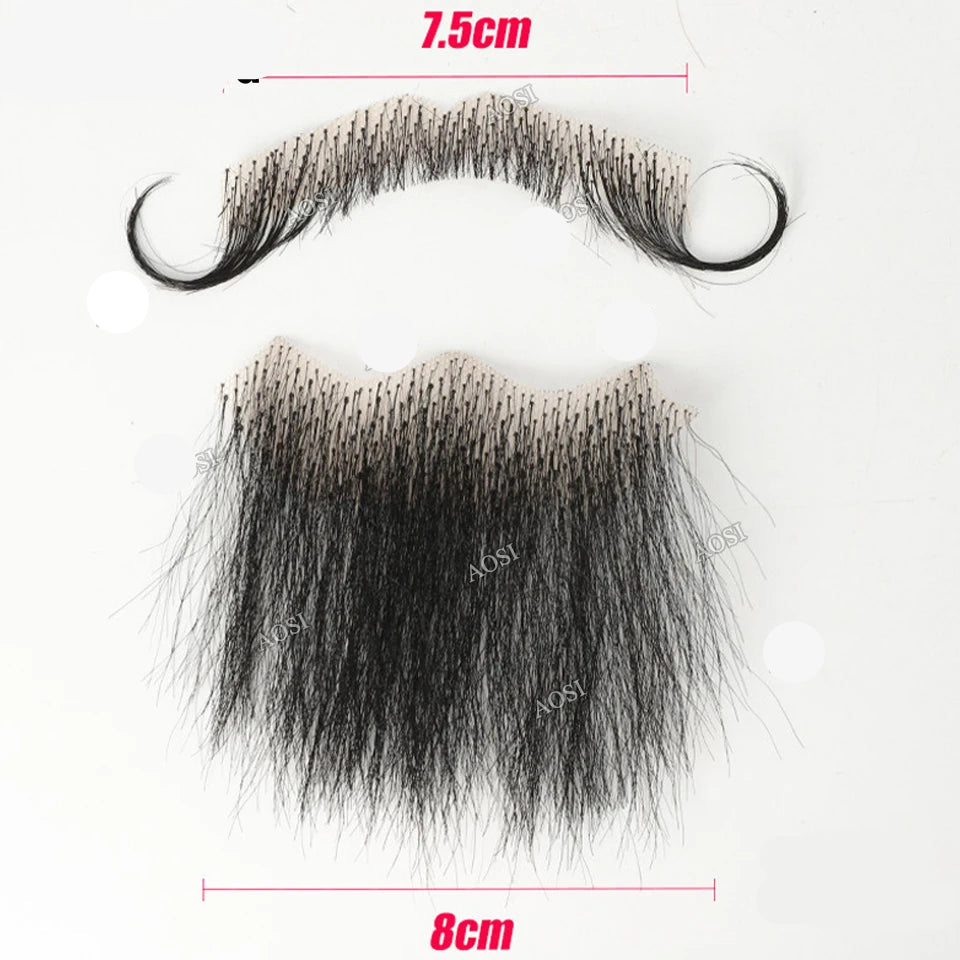 Invisible Fake Mustache Beard Trimmable Theatrical Facial Hair for Men