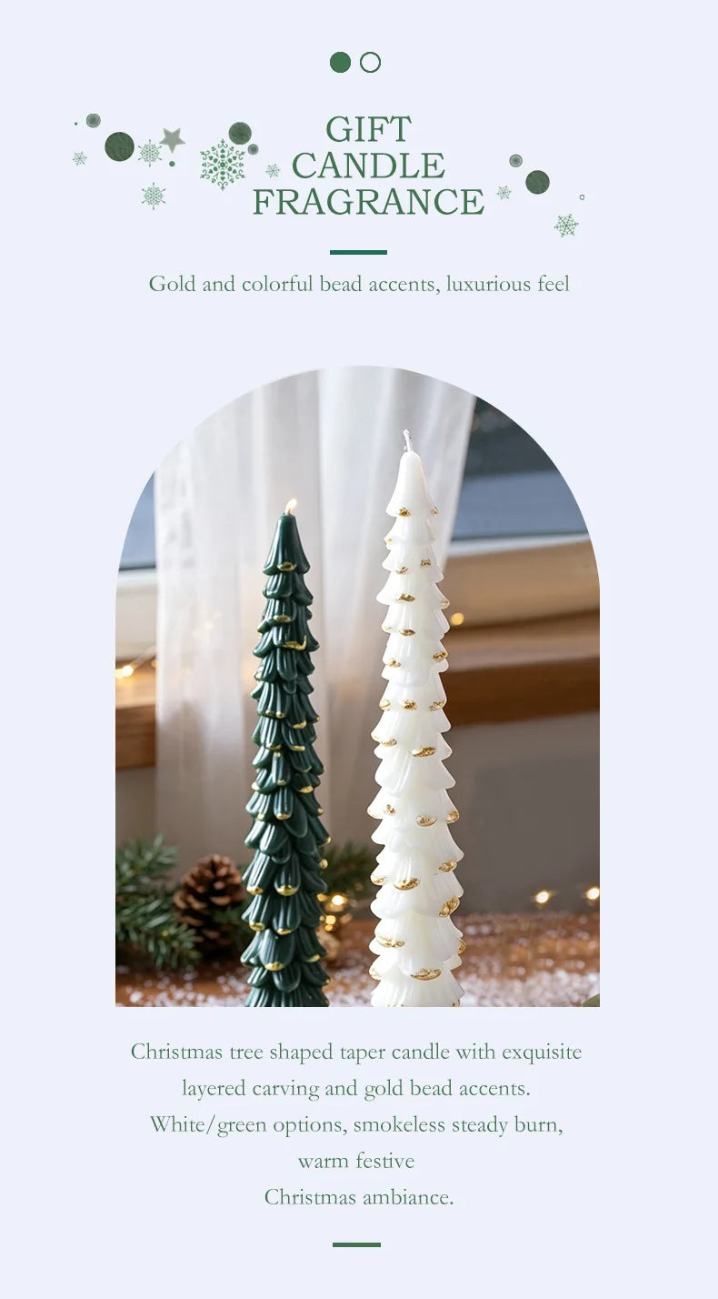 Christmas Tree Taper Candle Pine Tree Candlestick Xmas Dinner Table Decor