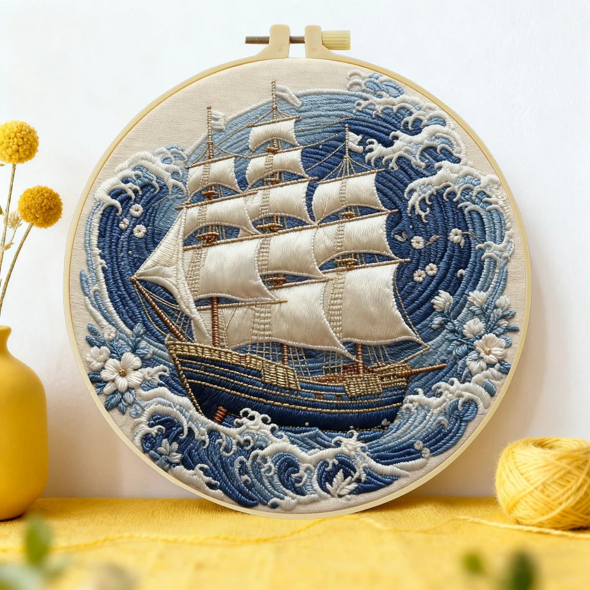 A Ship In the Ocean DIY Embroidery Kit for Beginners