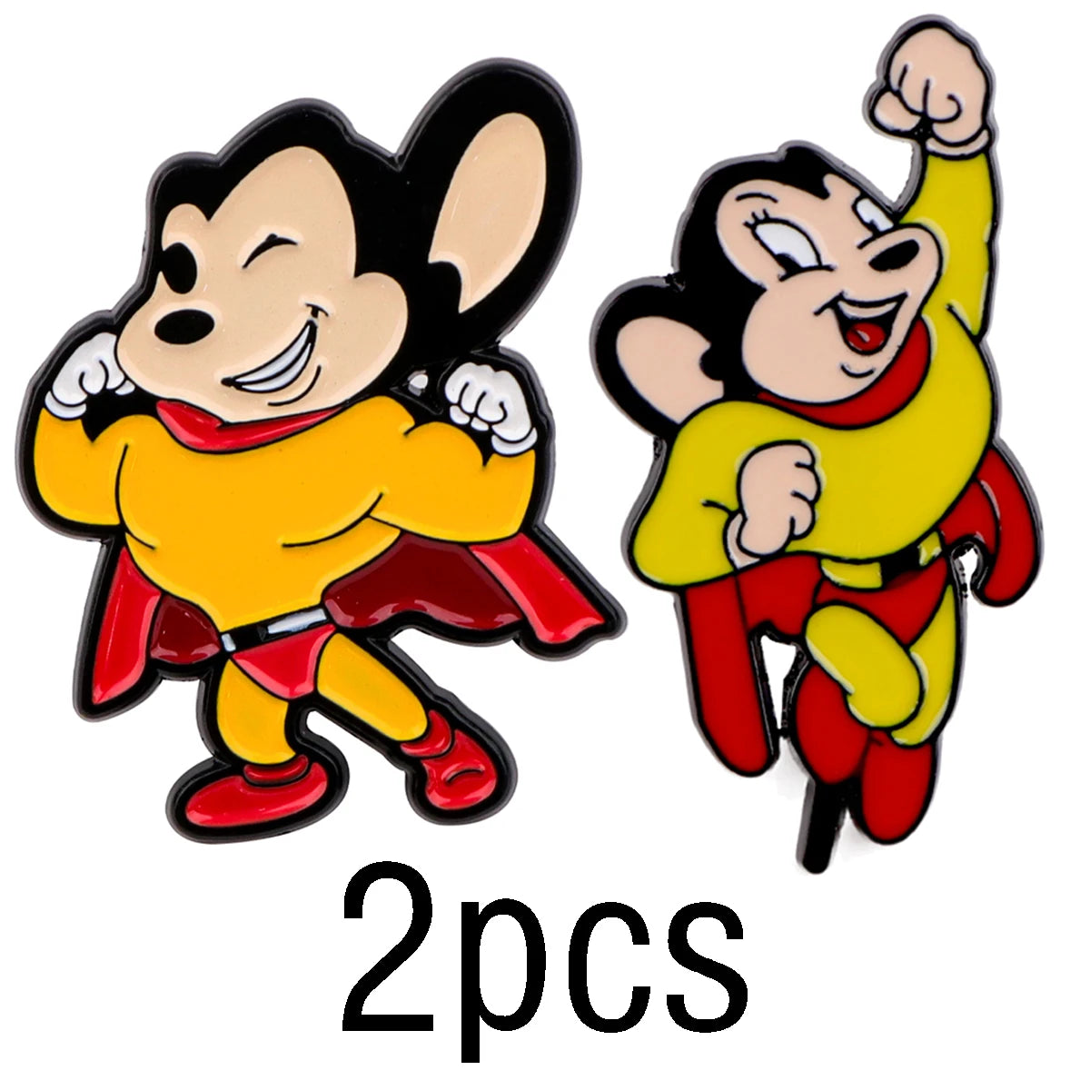 2pcs Mighty Mouse Enamel Pins Brooch Lapel Pins Badge