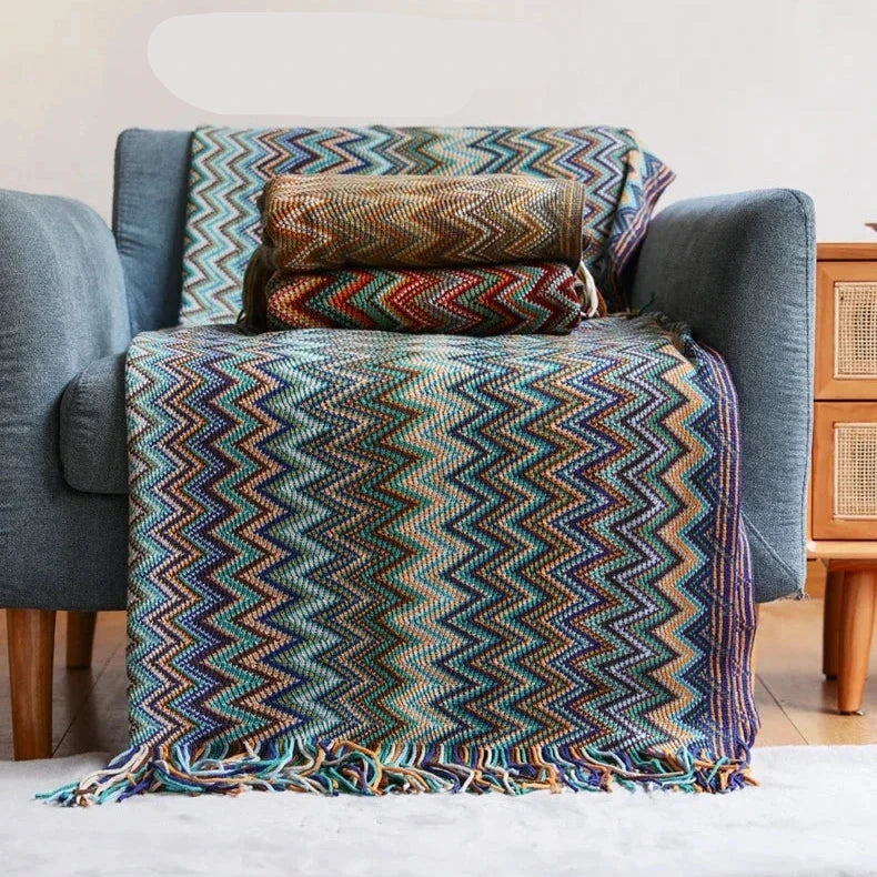 Boho Zig Zag Mexico Baja Blankets