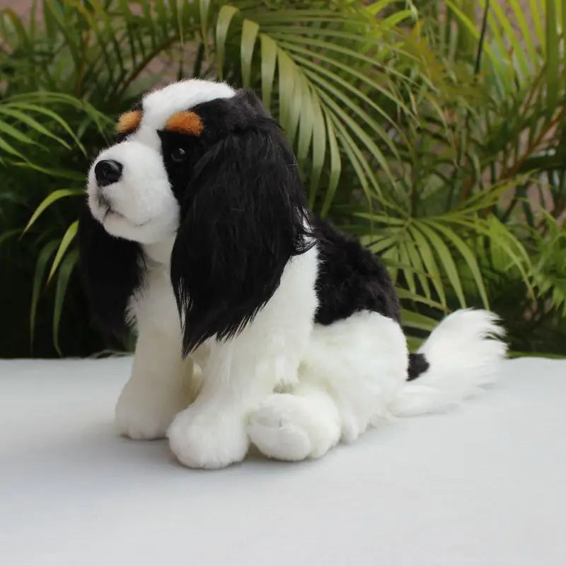 King Charles Spaniel Dog Black White Puppy Plushie Toy