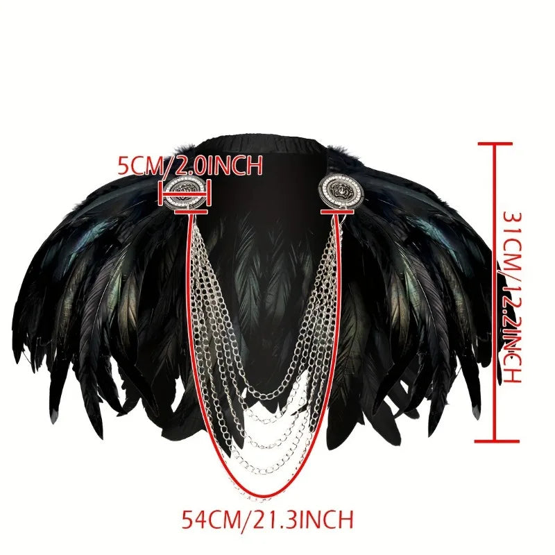 Feather Cape Shawl Medieval Costume Accessories Cosplay Masquerade & Halloween Party