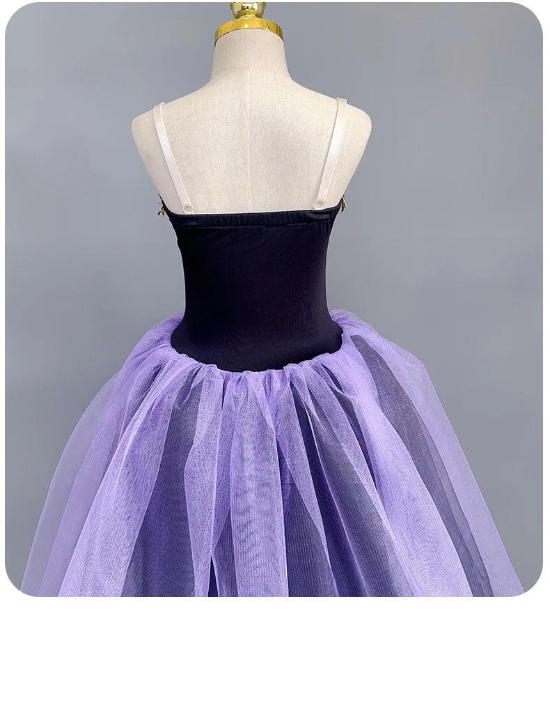 Perfect Purple Velvet Top Ballet Tutu Dress Professional Dance Performance Long Dress