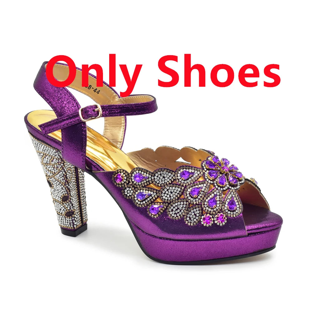 Peacock Peep-Toe Party Pumps Matching Bag and Shoes Set