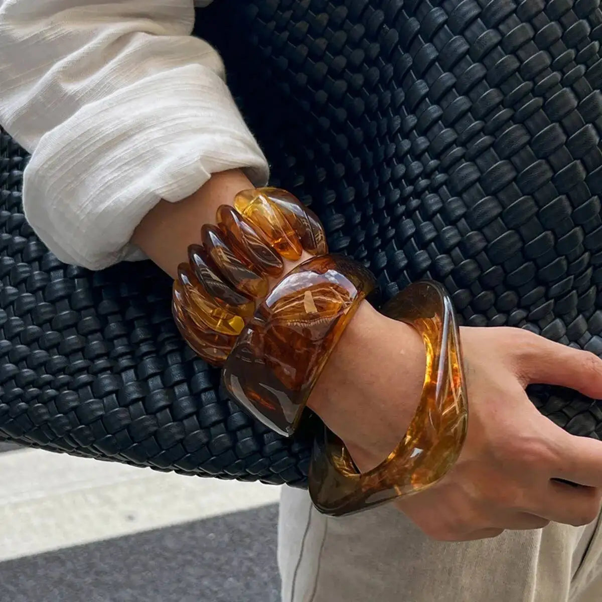 3 Styles Resin Acrylic Bangles Wide Bracelets
