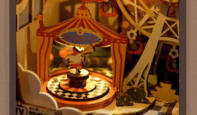 Sunset Carnival Retro TV Music Boxes with Lights 3D Wooden DIY Model Kit Puzzle Toys