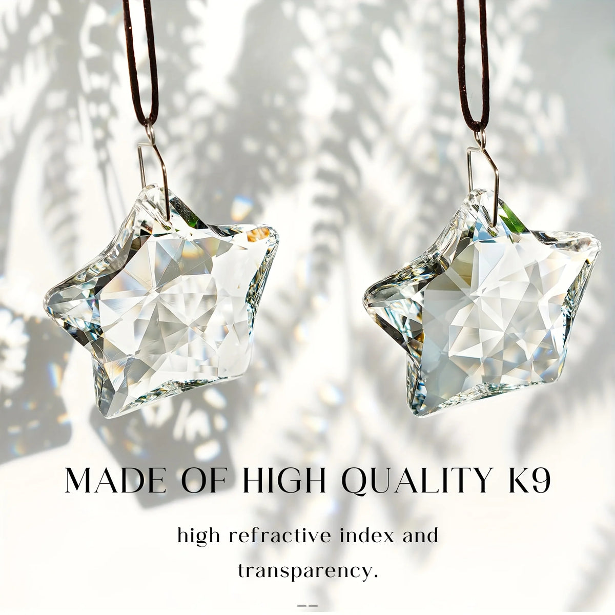 Two Crystal Stars Sun Catchers Window Prisms Hanging Decor