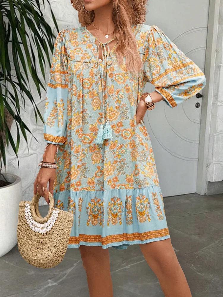 Angie's Boho Long Sleeve Short Dress