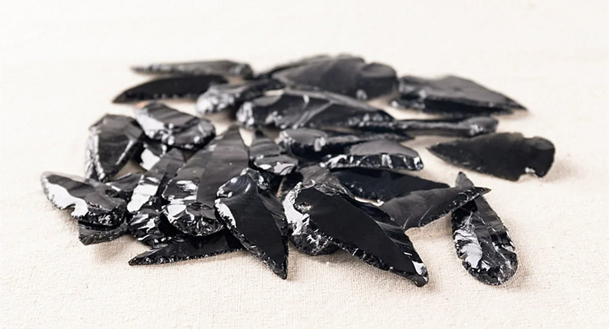 3PCS Natural Obsidian Crystal Black Spear Head Healing Energy Stone DIY Jewellery Making Home Decor
