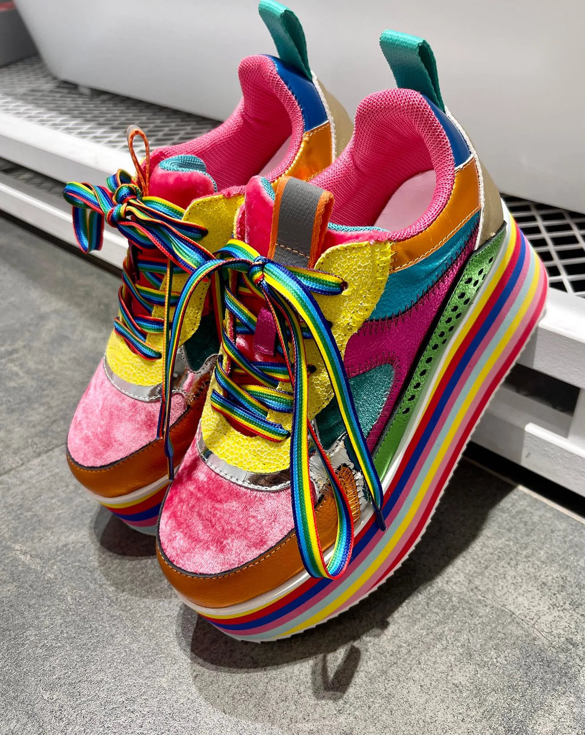 Rosie's Rainbow Sneakers Chunky Platform Shoes