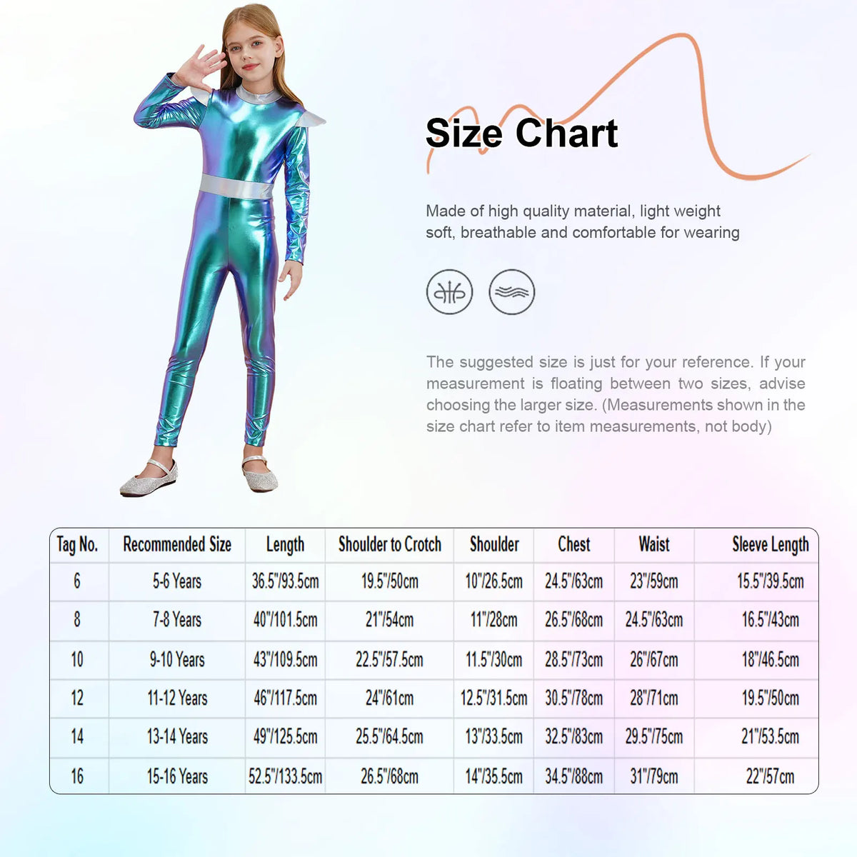 Girls Boys Alien Costume Shiny Metallic Full Body Suit Space Astronaut Robot Halloween Dress Up