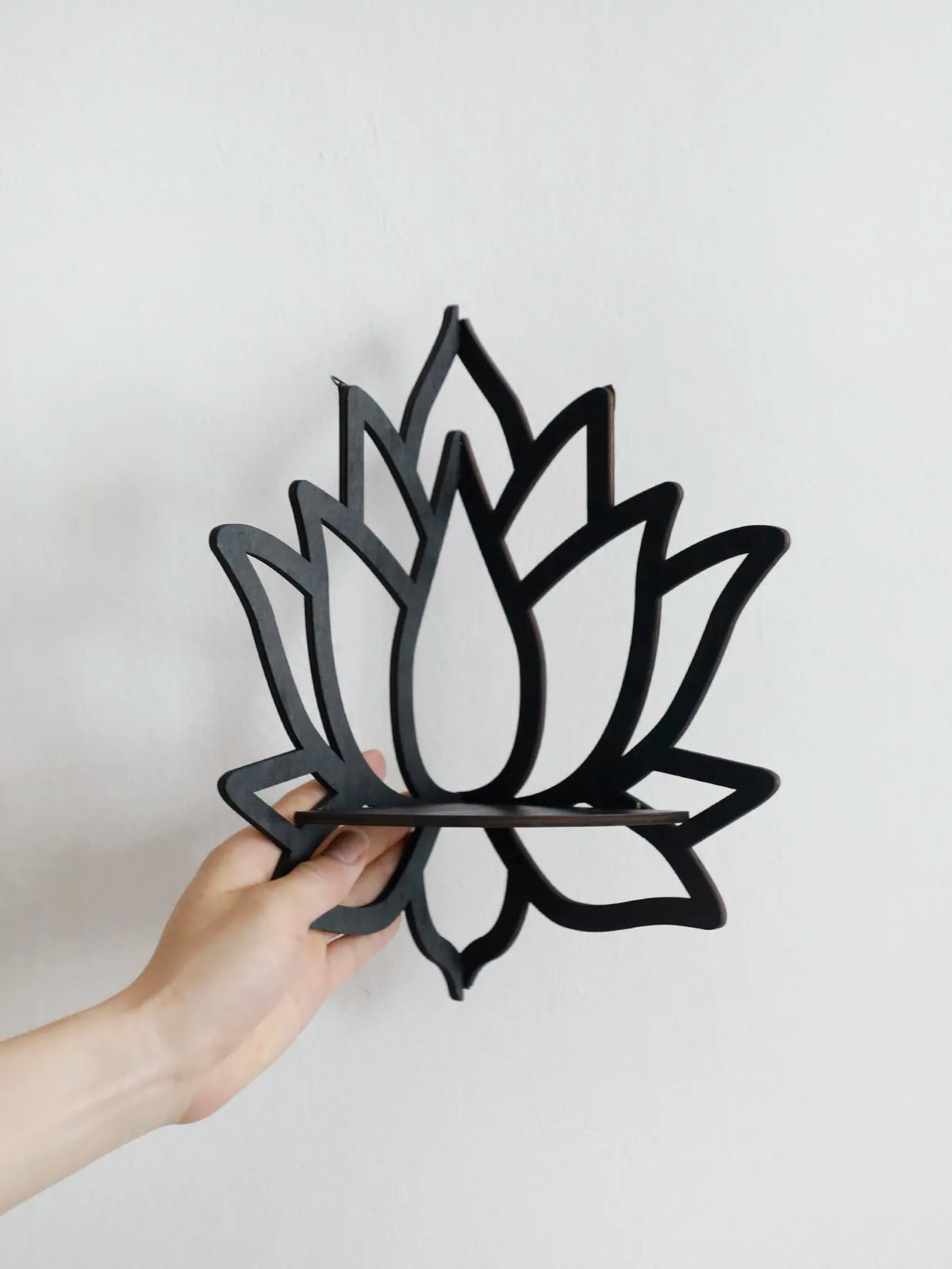 Lotus Crystal Corner Shelf Wooden Crystal Display Shelf
