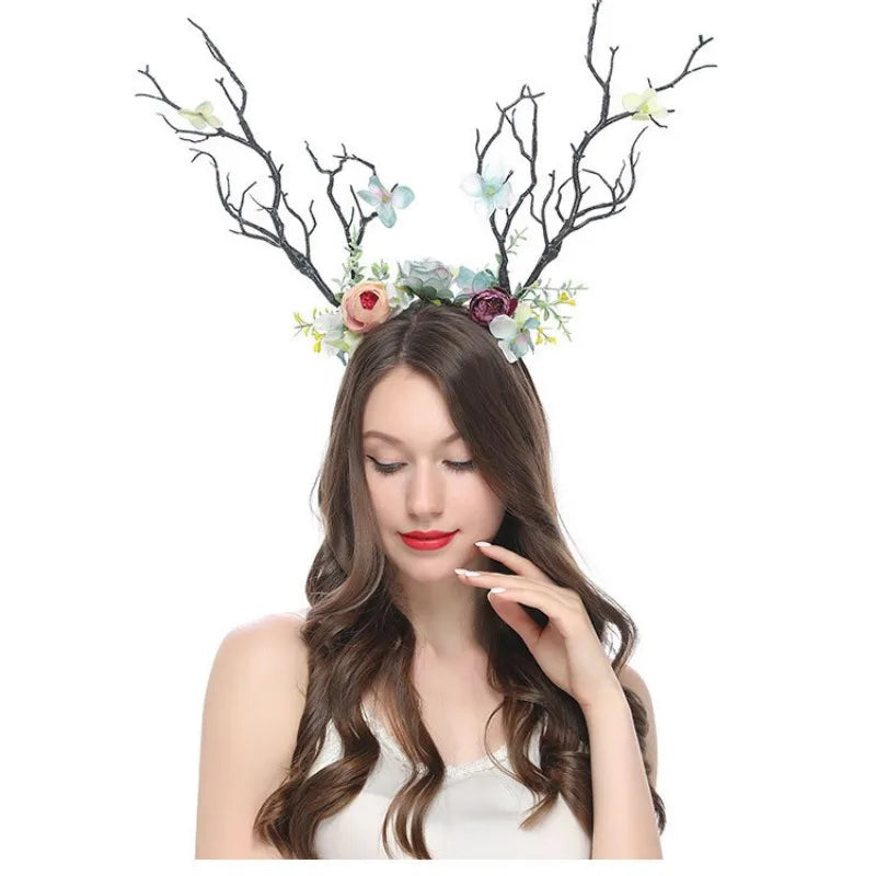 Midsummer Night Deer Antlers Tree Branch Headband