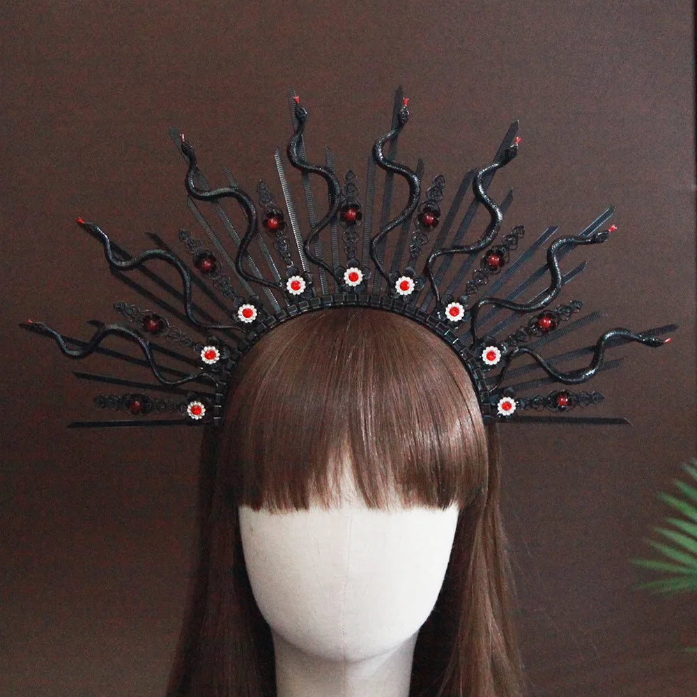 Medusa Crystal Snake Halo Crown Cosplay Hairband Goddess Hair Jewellery