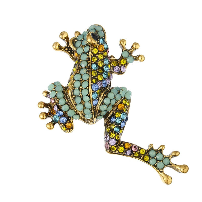 Rainbow Crystal Frog Brooch