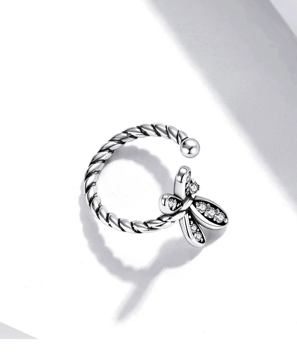 925 Sterling Silver Rose Dragonfly Ear Clips