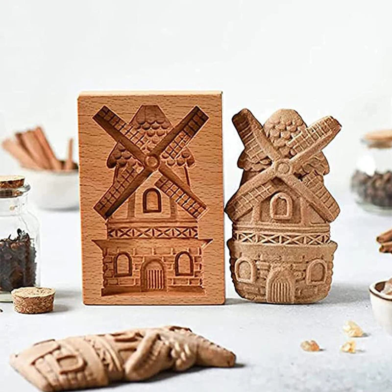 Wooden Cookie Moulds 3D Biscuit Press Stamp Cake Embossing Baking Tool