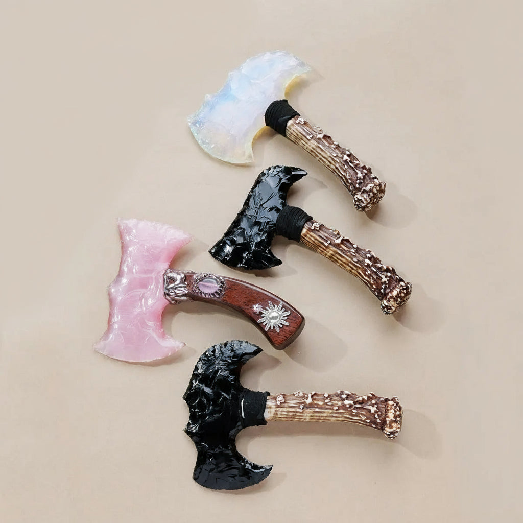 1PC Crystal Opal Axe Natural Stone Model Knife Polished Unbladed Decor