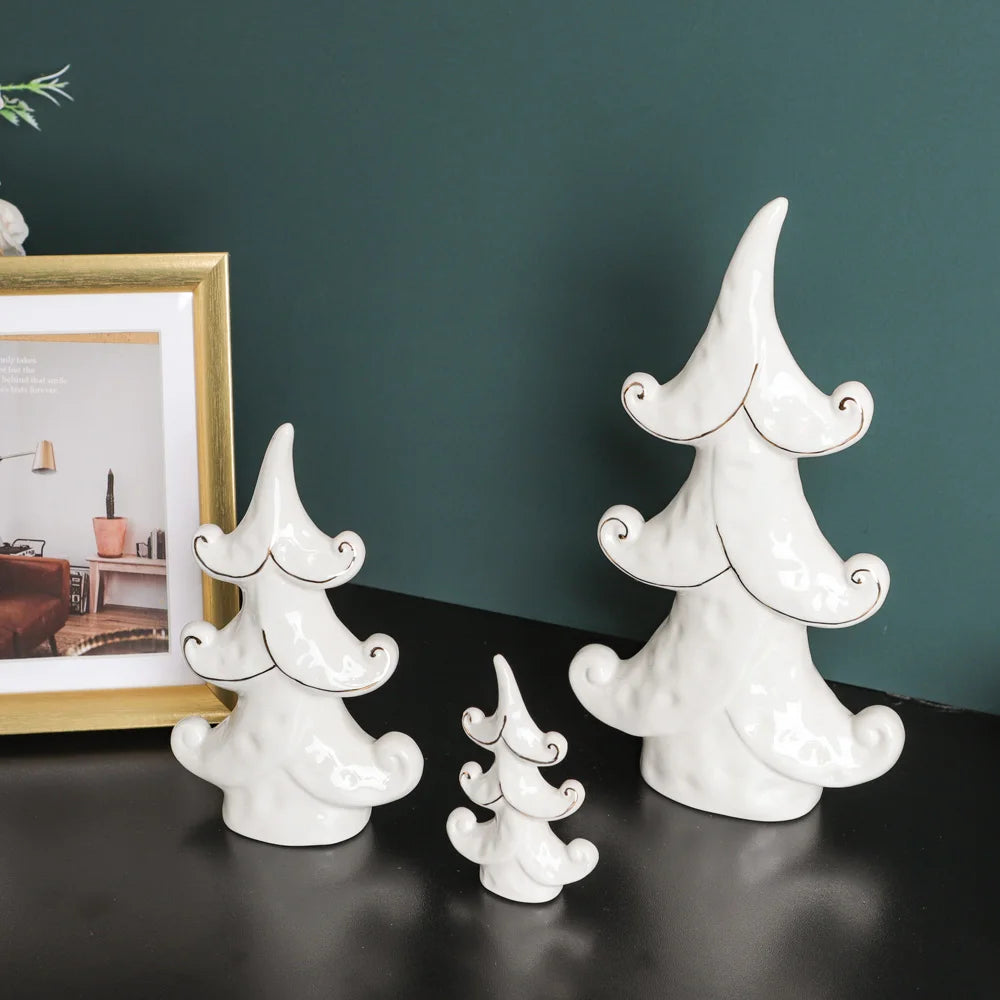 Nordic Style Ceramic Tree Figurines Christmas Decorations