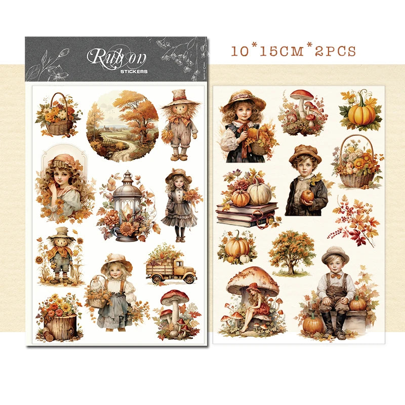 Vintage Christmas Snowman RUB ON Transfer Stickers Junk Journal Mushroom DIY Scrapbooking Craft