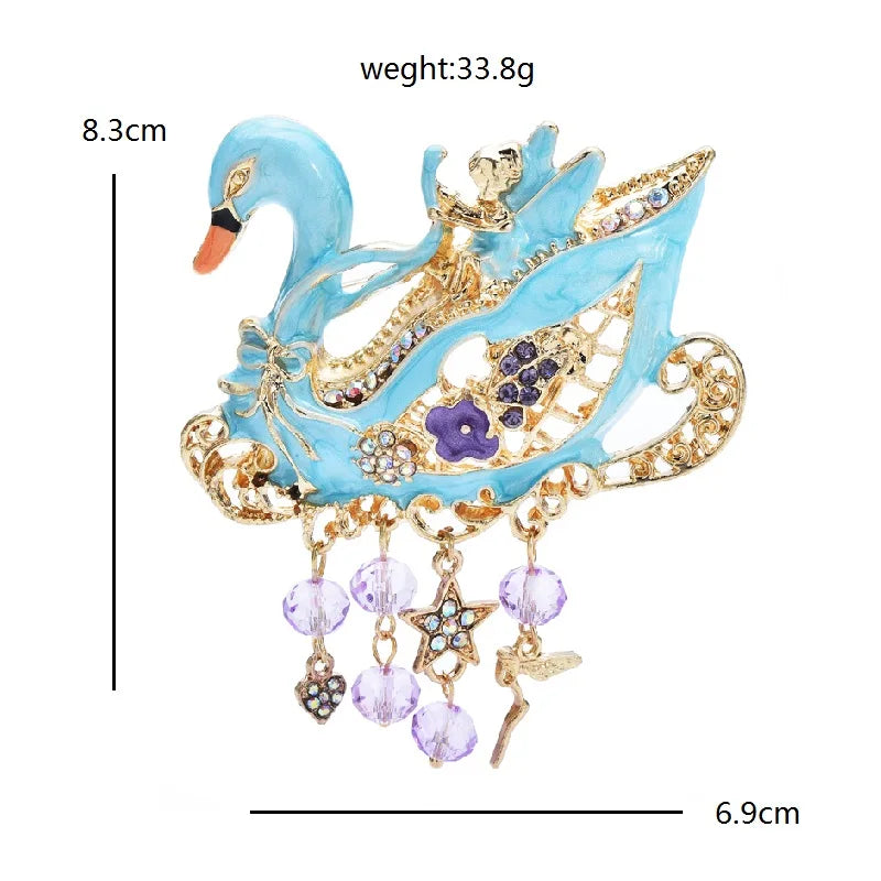 Blue Swan Enamel Brooch