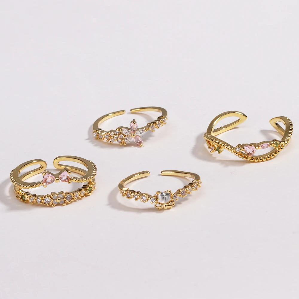 Sweet and Dainty Colourful Zircon Rings Gift Idea