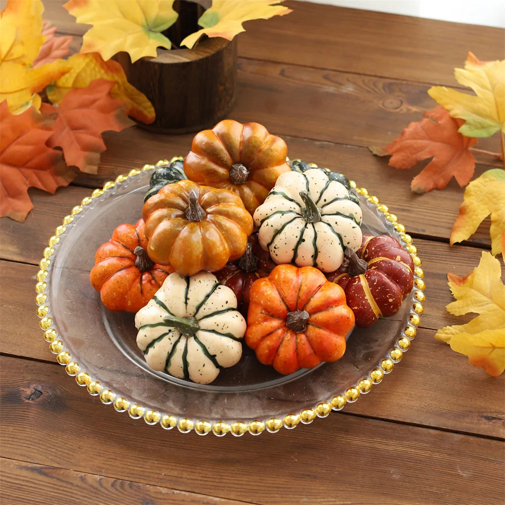 9pcs Mini Artificial Halloween Pumpkin Decor DIY Craft Home Party Decoration